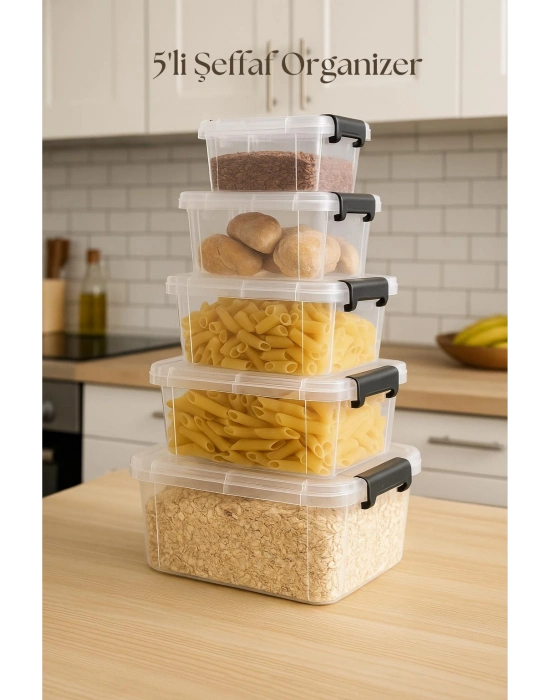 5’li Şeffaf Saklama Kutusu & Düzenleme Kutusu Mix Set-DNY0040