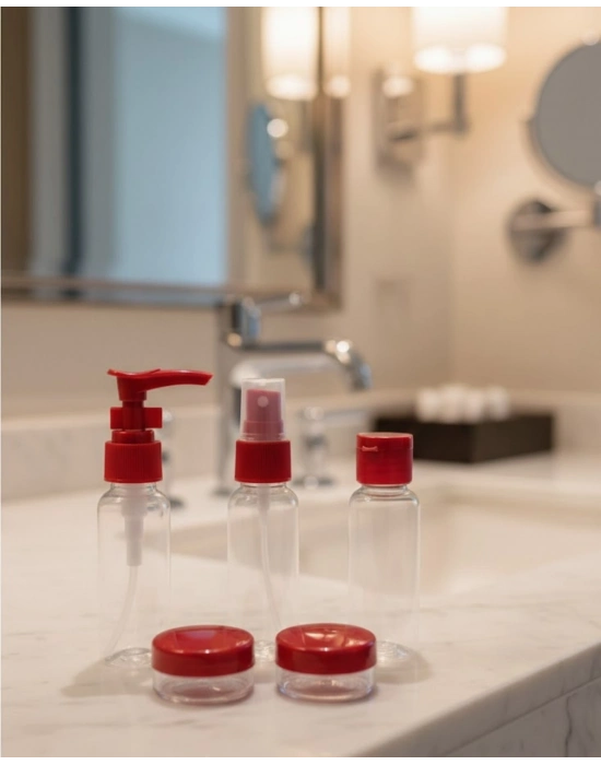 5’li Seyahat Boy Kozmetik Şişe Seti 30 ml Çantalı Organizer