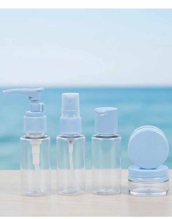 5’li Seyahat Dolum Şişe Seti 30 ml Şeffaf Taşıma Çantalı