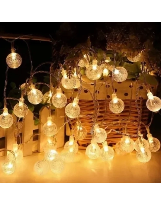 5m 28 Led Kristal Top Gün Işığı Şeffaf Kablo Fişli Eklemeli