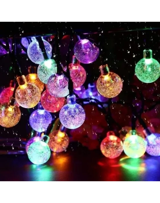 5m 28 Led Kristal Top RGB Işık Şeffaf Kablo Fişli Eklemeli