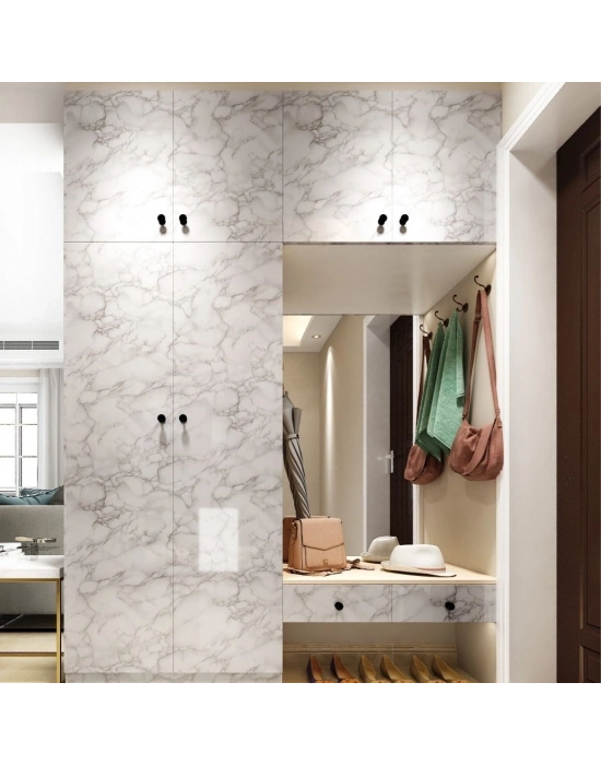 ®  5mt x 60 cm Mermer Desenli Masa Tezgah Mutfak Su Geçirmez Yapışkanlı Folyo Sticker