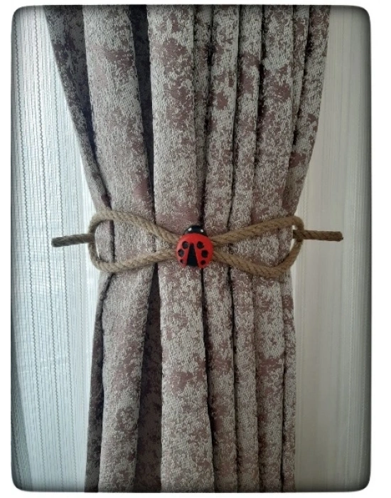 6 Adet Braçol Kanat Perde Tokası Tül Perde Tutucu Perde Süs Uğur Böceği İle Uğur Gelsin