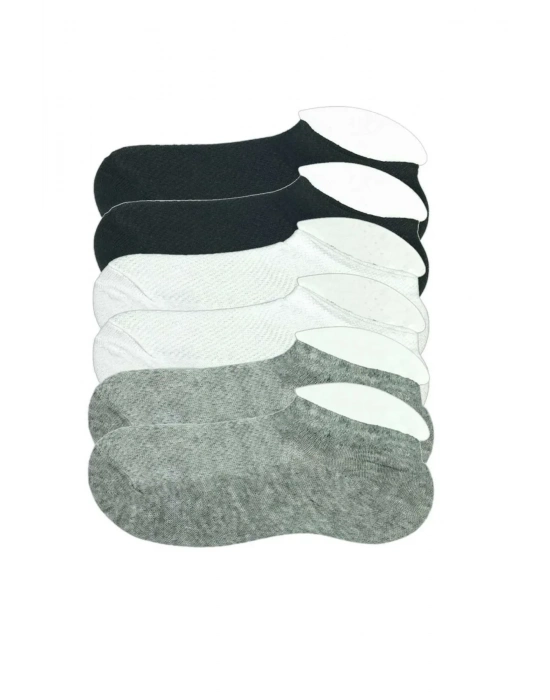 6 Adet Çocuk Sneaker Patik Çorap Siyah Beyaz Gri