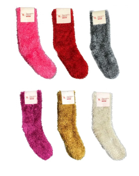 6 Adet Dikişsiz Tüylü Sıcak Tutan Ev Çorabı