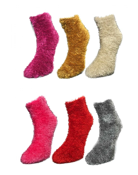 6 Adet Dikişsiz Tüylü Sıcak Tutan Ev Çorabı