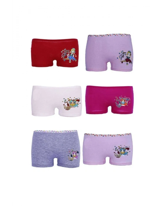 6 adet Düz Baskılı Kız Çocuk Boxer 402
