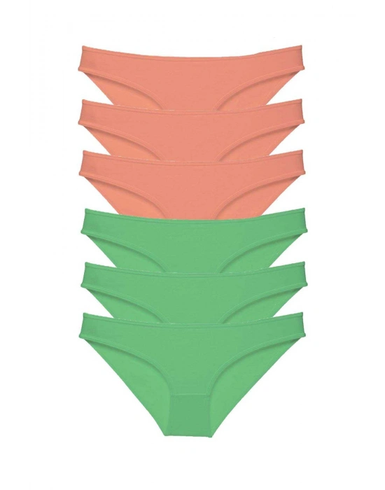 6 adet Eko Set Likralı Kadın Slip Külot Pudra Fuşya