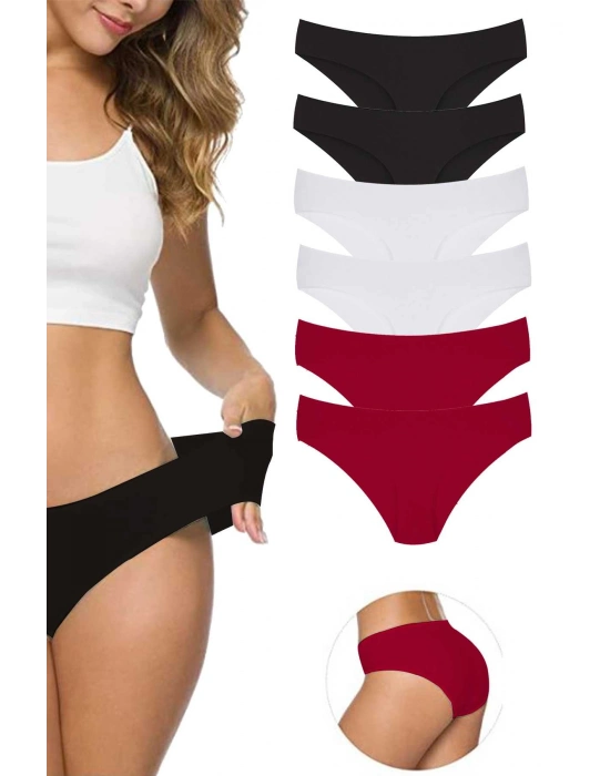 6 Adet Kadın Dikişsiz Lazer Kesim Esnek İz yapmayan Külot S8