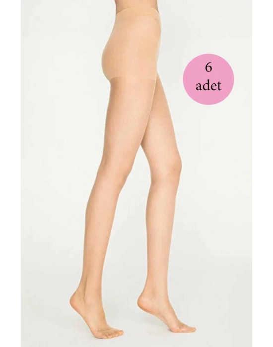 6 Adet Parlak Fit 15 Likralı Külotlu Çorap Açık Ten