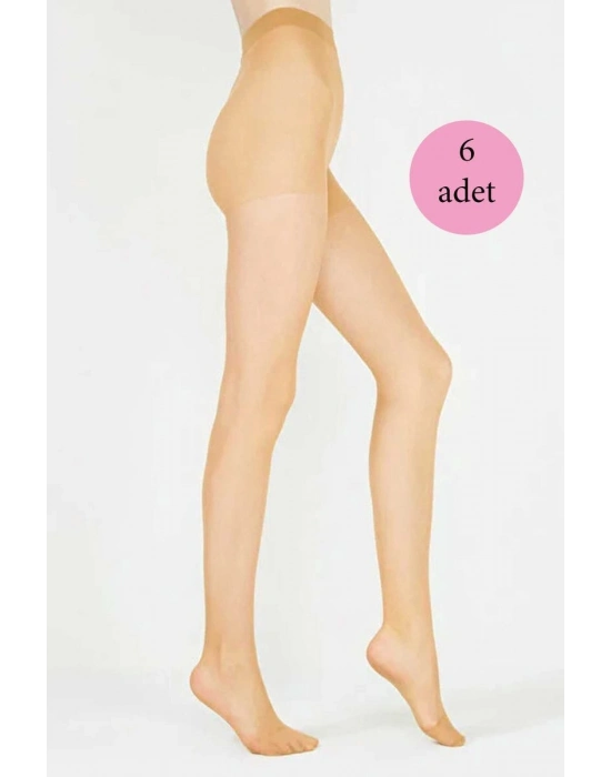 6 Adet Parlak Fit 15 Likralı Külotlu Çorap Ten