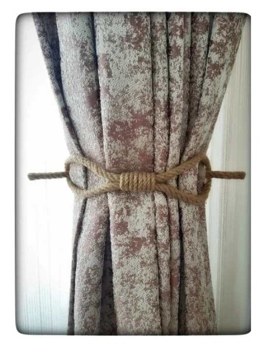 6 Adet Perde Tokası Perde Mandalı Perde Askı Aparatı Jüt Halat Şıklığında Perde Aksesuar