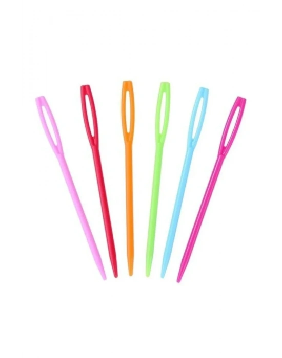6 Adet Plastik Yün Iğnesi 9cm