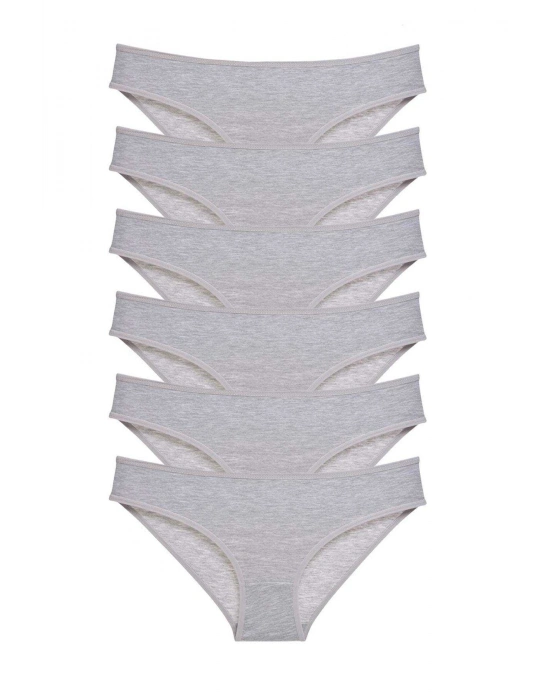 6 adet Süper Eko Set Likralı Kadın Slip Külot Gri