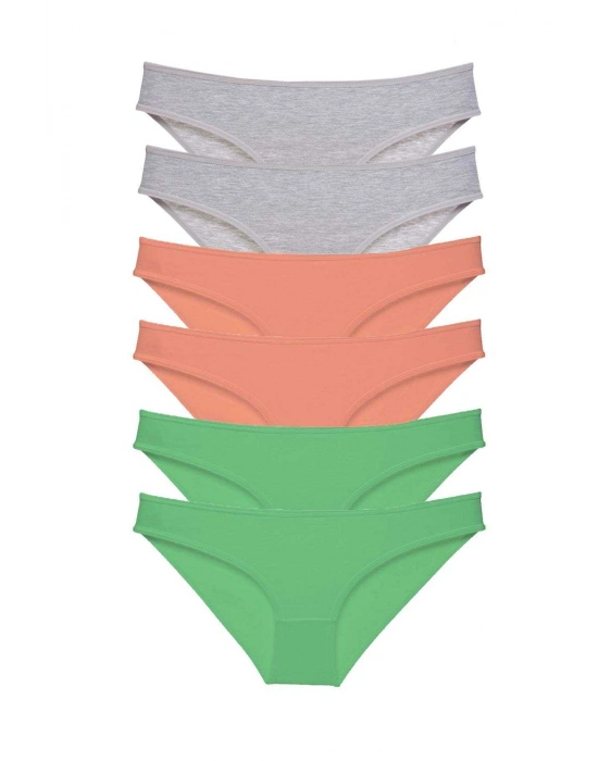 6 adet Süper Eko Set Likralı Kadın Slip Külot Gri Pudra Yeşil