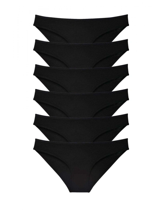 6 adet Süper Eko Set Likralı Kadın Slip Külot Siyah