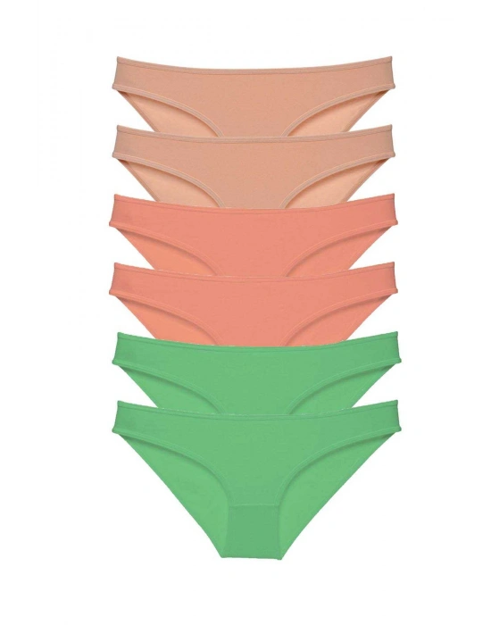 6 adet Süper Eko Set Likralı Kadın Slip Külot Ten Pudra Yeşil