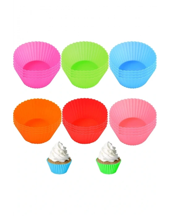 6 Adet Yıkanabilir Mini Tırtıklı Muffin Kalıbı- Ribanalı Kek-cupcake- Renkli Hamur Işi Kabı