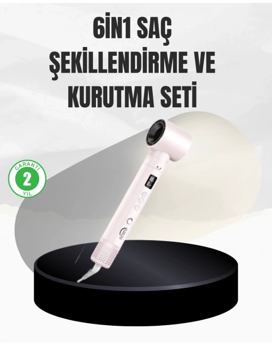 6 Başlıklı Hızlı Kurutma ve Bukle Şekillendirme Seti