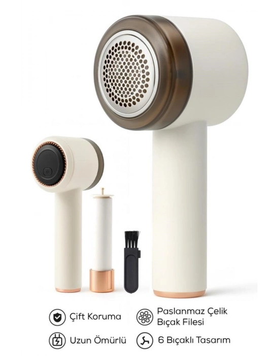 ® 6 Bıçaklı 2 Kademeli  Tüy Tiftik  Şarjlı   Temizleme Makinesi Ve Tüy Toplama Rulosu (Yedek Bıçaklı)