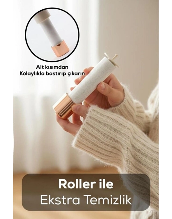 ® 6 Bıçaklı 2 Kademeli  Tüy Tiftik  Şarjlı   Temizleme Makinesi Ve Tüy Toplama Rulosu (Yedek Bıçaklı)