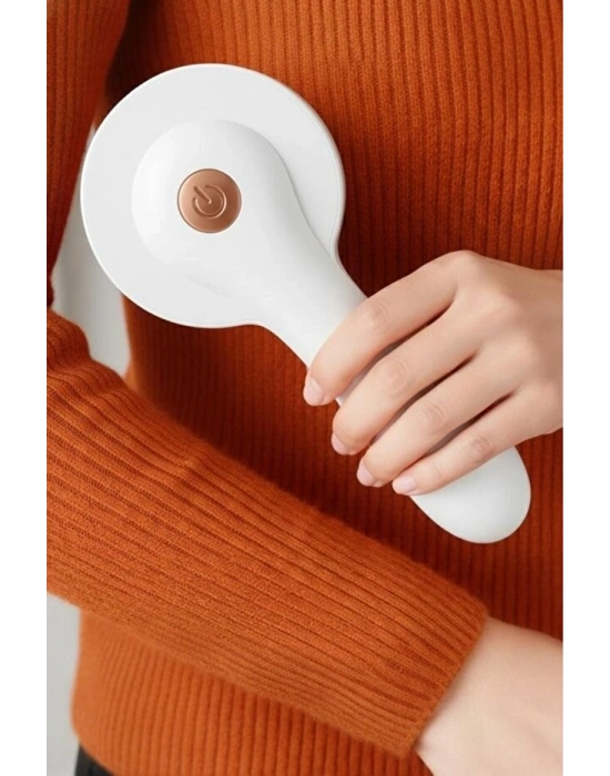 ® 6 Bıçaklı Şarjlı Tüy Ve Tiftik Temizleme Makinesi Beyaz Yuvarlak Tasarım YEDEK BIÇAKLI