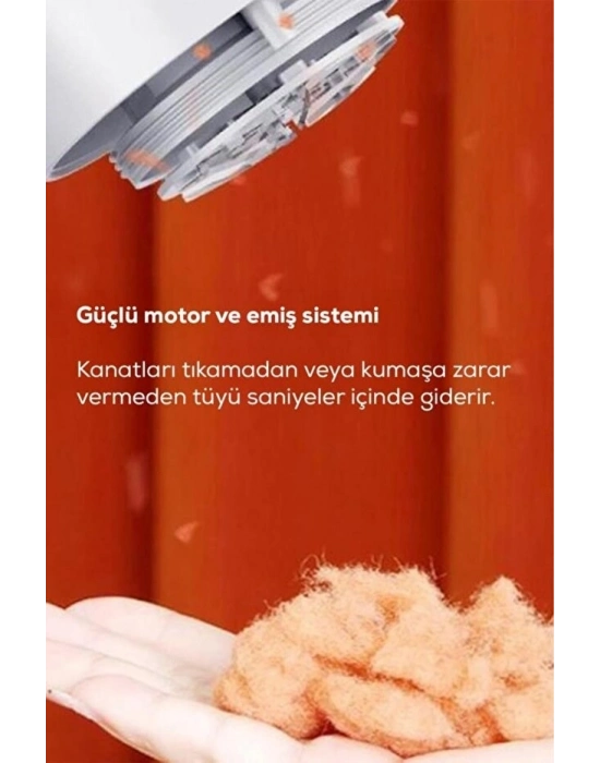® 6 Bıçaklı Şarjlı Tüy Ve Tiftik Temizleme Makinesi Beyaz Yuvarlak Tasarım YEDEK BIÇAKLI