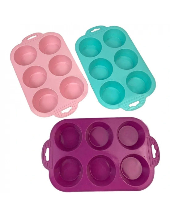 6 Bölmeli Silikon Muffin Kek Kalıbı
