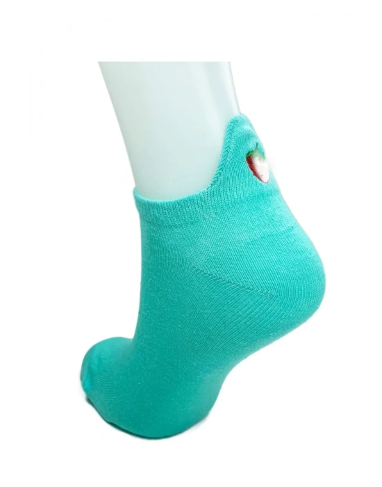 6 Çift Çilek Nakış Baskılı Pamuklu Yumuşak Kadın Bilek Çorap