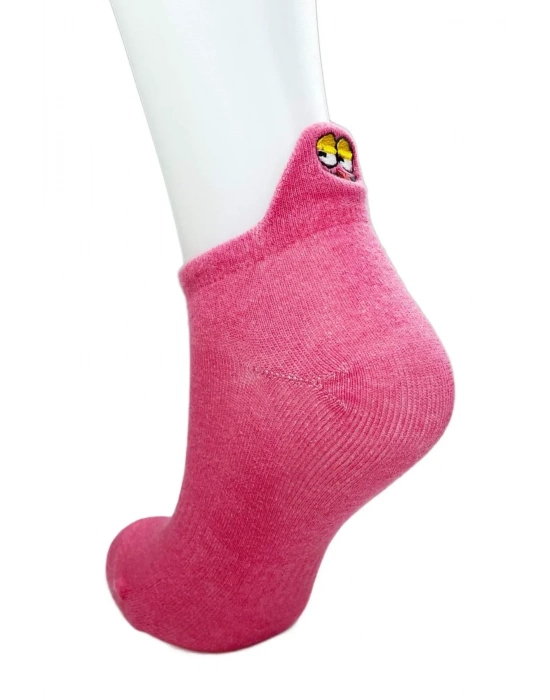 6 Çift Emoji Desen Nakış Baskılı Kadın Pamuklu Bilek Çorap