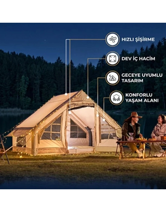 6 Kişilik Şişme Kamp Çadırı - 4 Mevsim - Dev İç Hacim
