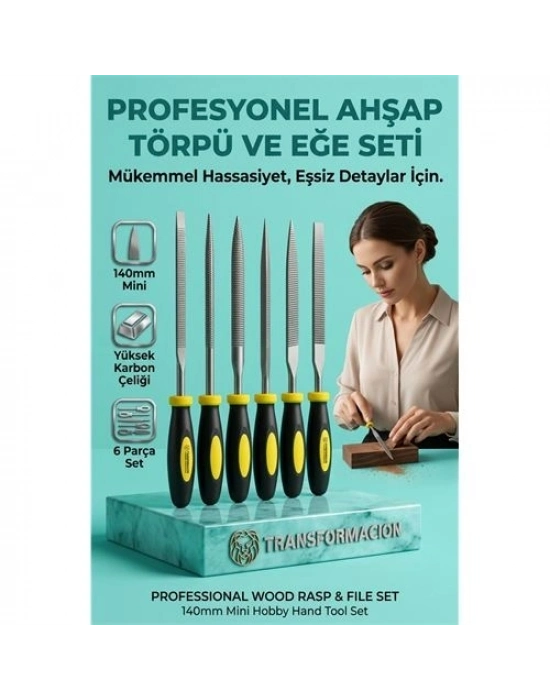 6lı Ahşap Törpü Eğe Seti | 140mm Hobi Modelci El Törpüsü Takımı 723188