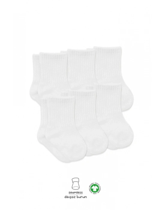 6Lı Basic Penye Soket Çorap 10101 Beyaz
