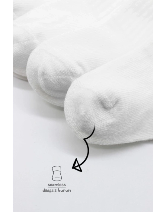 6Lı Basic Penye Soket Çorap 10101 Beyaz