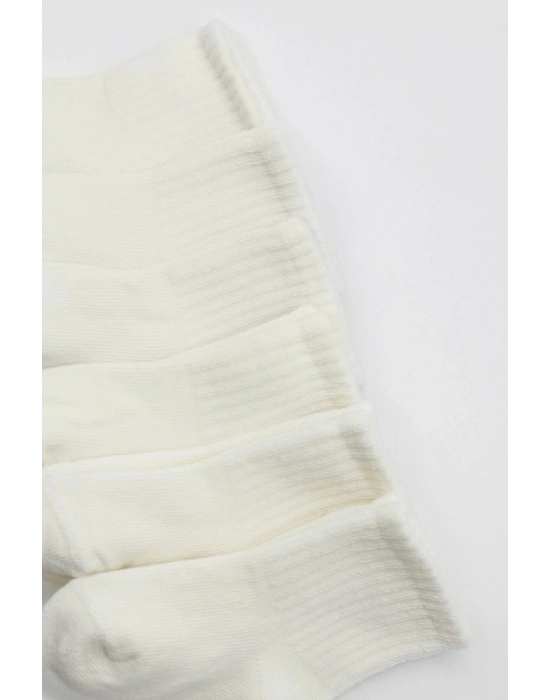 6Lı Basic Penye Soket Çorap 10101 Ekru