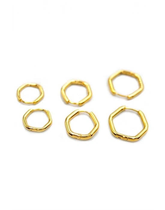 6lı Beşgen Küpe - Altın