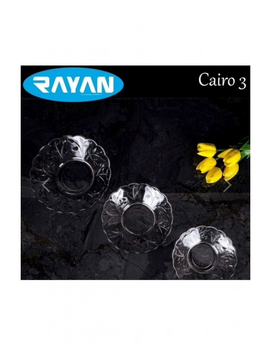 6lı Cam Tabak Güneş Yıldız Gül 3 Model Royaleks-G-405