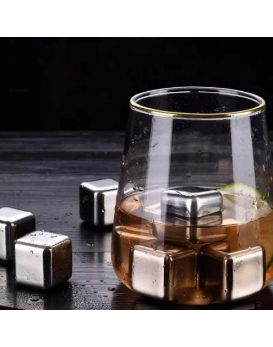 6lı Çelik Metal Kaplama Viski Taşı Soğutma Buz Küpü