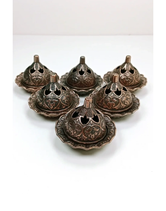 6 Lı Mini Eskitme Osmanlı Temalı Koyu Renk Lokumluk Sunum