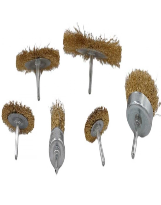 ®  6lı Pimli Tel Fırça Seti Pas Yağ Kir Boya Yapışkan Çözücü