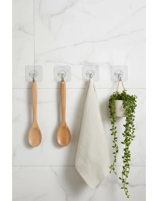 6lı Şeffaf Yapışkanlı Askı Seti & Çok Amaçlı Banyo Ve Mutfak Duvar Düzenleyici
