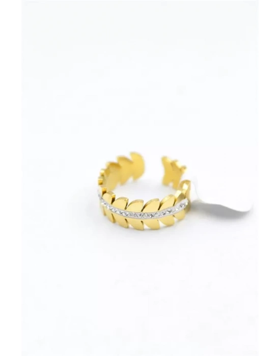 6lı Taşlı Yaprak Yüzük - Altın