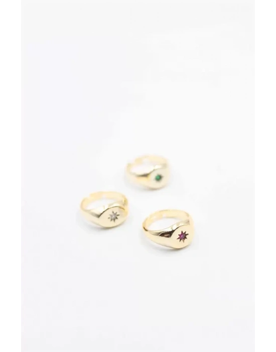 6lı Taşlı Yüzük Seti - Altın