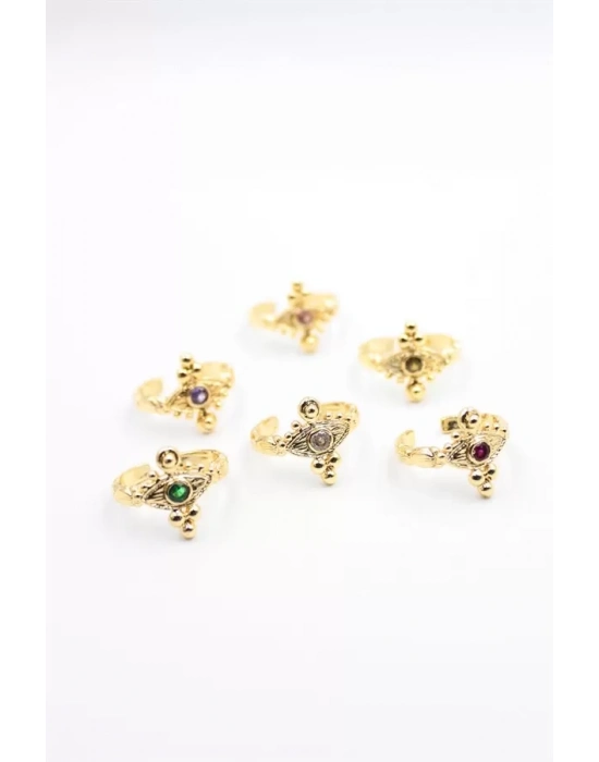 6lı Taşlı Yüzük Seti - Altın