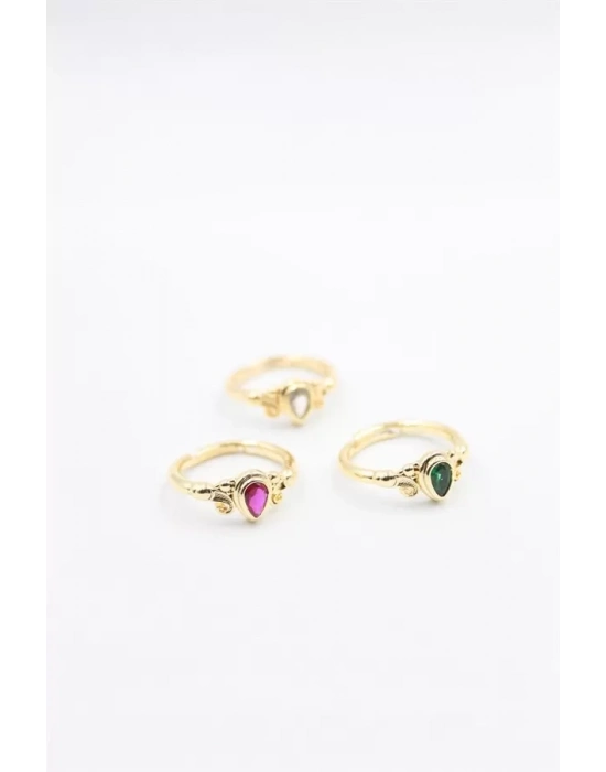 6lı Taşlı Yüzük Seti - Altın