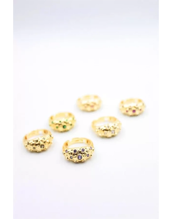 6lı Taşlı Yüzük Seti - Altın