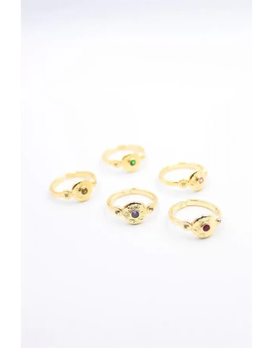 6lı Taşlı Yüzük Seti - Altın