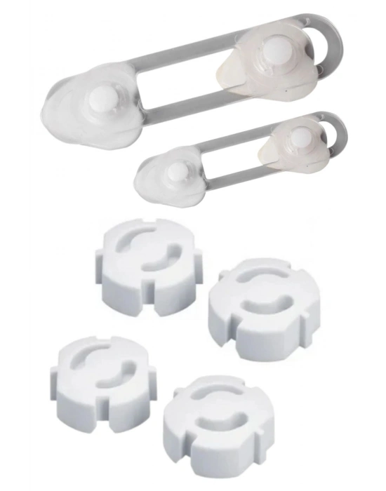 ®  6 Parça Çocuk Güvenlik 3lü Seti-2 Boy Çekmece,Dolap Kilidi ve 4 Adet Priz İçi Güvenlik Düğmesi