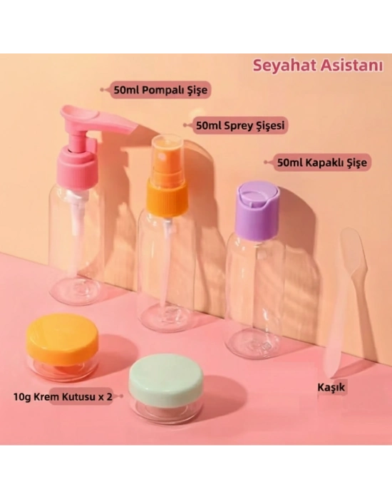 ® 6 Parça Renkli Kapaklı Seyahat İçin Boş Şişe Seti