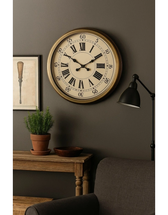 ® 60 Cm Eskitme Metal Eskitme Kadran Duvar Saati